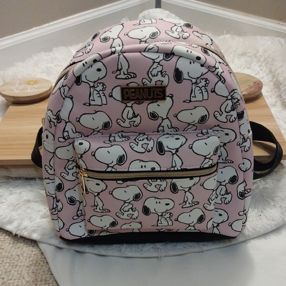 Peanuts | Bags | Peanuts Snoopy Patterned Pink Mini Backpack | Poshmark